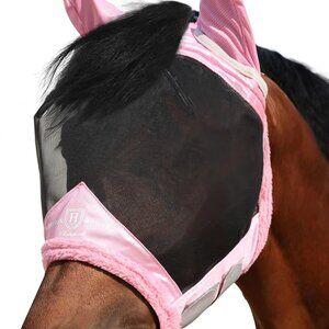 Harrison Howard Horse Fly Mask UV Protective Fine Mesh w/ Soft Wool Pink XL B-1A